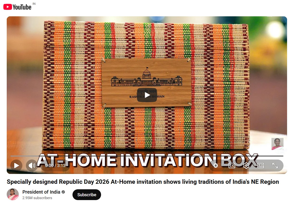 Rashtrapati Bhavan�s invitation card for Republic Day 2026