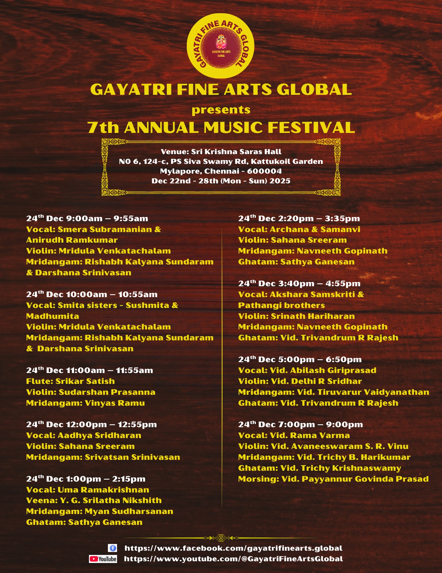 Gayatri Fine Arts and Gayatri Fine Arts Global - 7th Annual Music Festival
