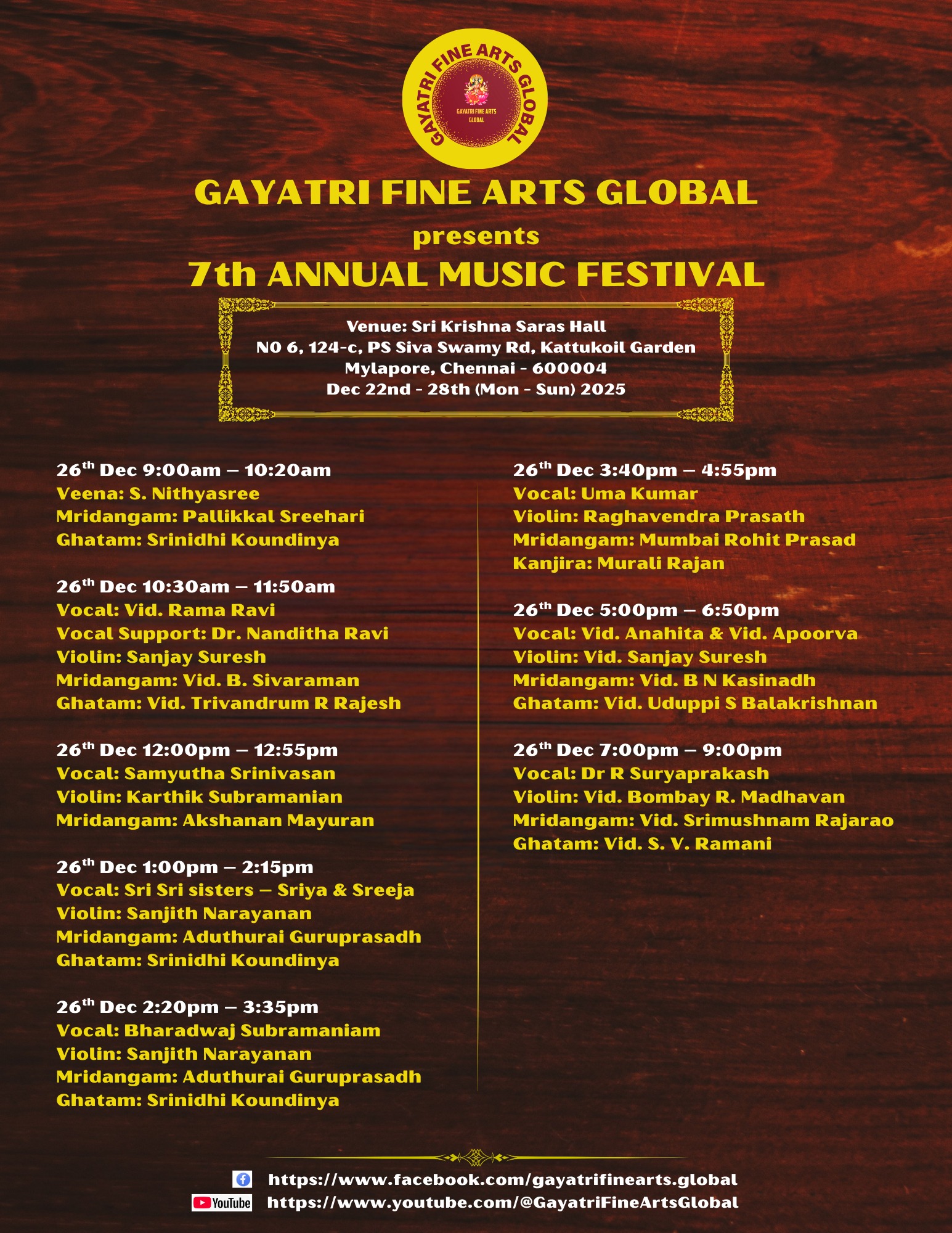 Gayatri Fine Arts and Gayatri Fine Arts Global - 7th Annual Music Festival