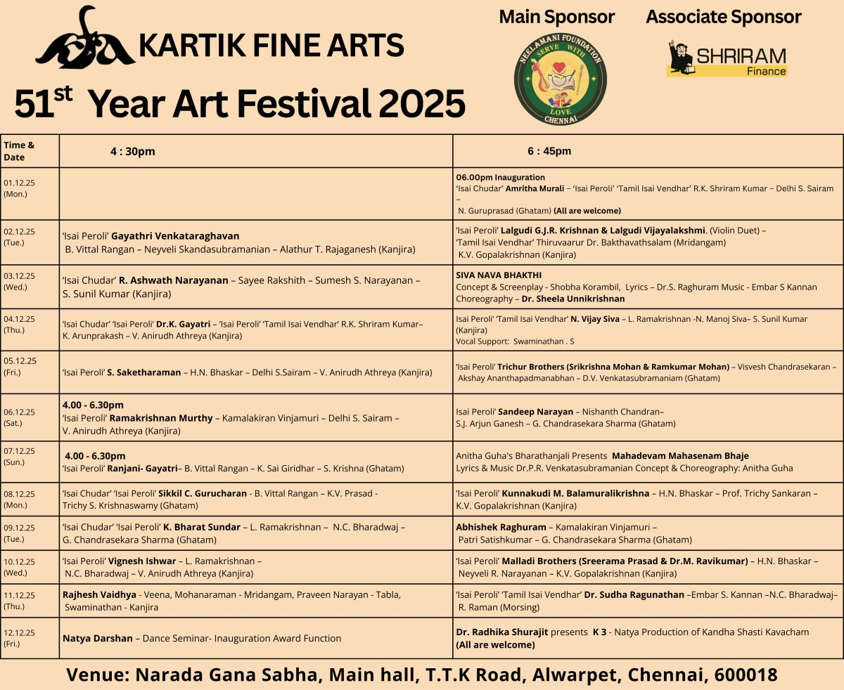 Kartik Fine Arts 51st year At Festival
